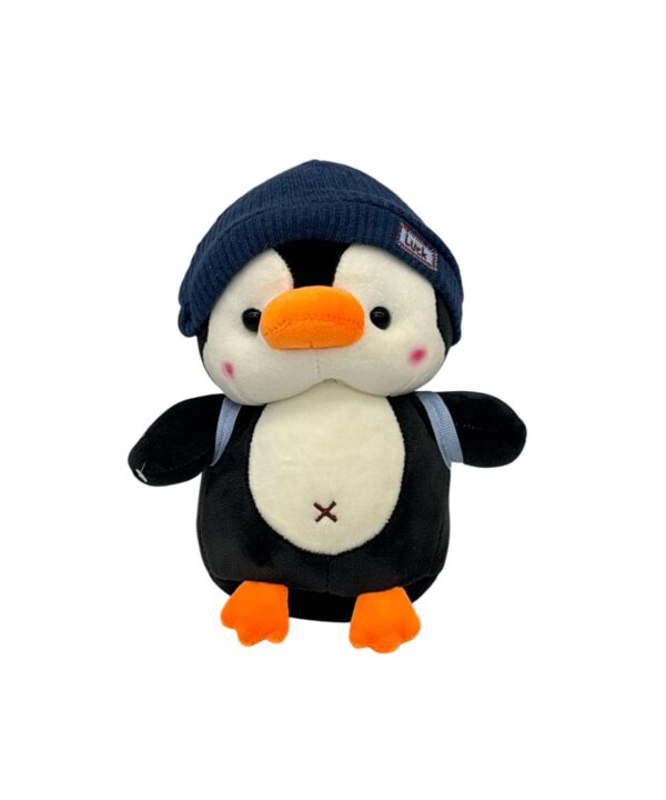 Jucărie Pluș Pinguin cu Căciulă Albastră 21 cm - QUE 7-30