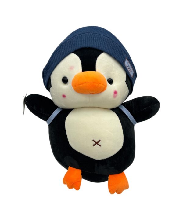 Jucărie Pluș Pinguin cu Căciulă Albastră 40 cm - QUE 7-38