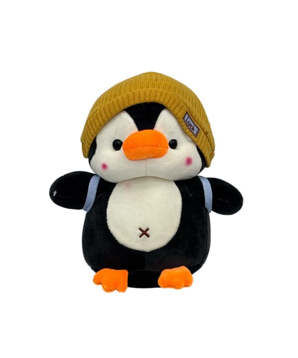 Jucărie Pluș Pinguin cu Căciulă Muștar 21 cm - QUE 7-32
